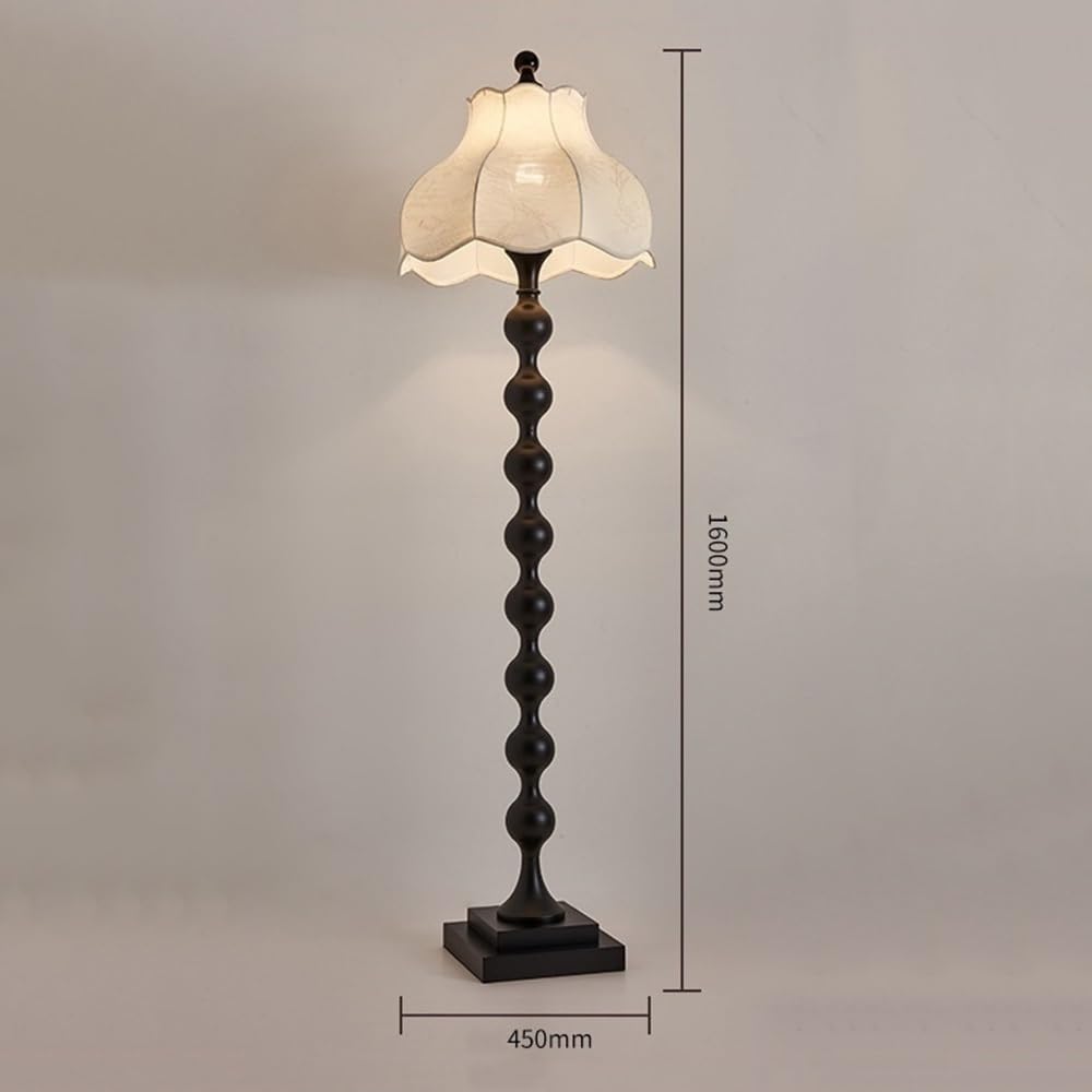 Lampa podłogowa Drewniana lampa podłogowa do salonu, sypialni, sofy, pionowej lampy stołowej z abażurem tkaniny