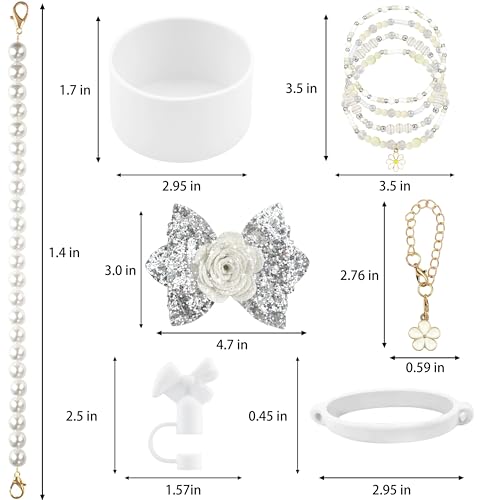 Hpebl 10PCS Flower Accessories for Stanley Cup 40oz&30oz Tumbler, White - image 3