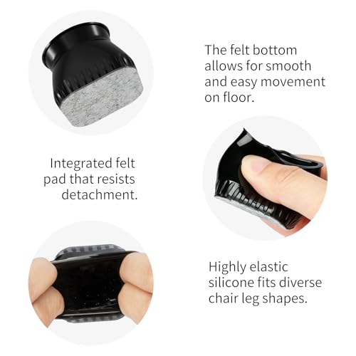 Chair Leg Floor Protectors 40 PCS Furniture Sliders Silicone Chair Leg Covers for Hardwood Tile Floors Felt Pads for Furniture Feet Anti-Scratch Noise Reduction Fit 1.54" to 1.85" by Yopieke - Image 6
