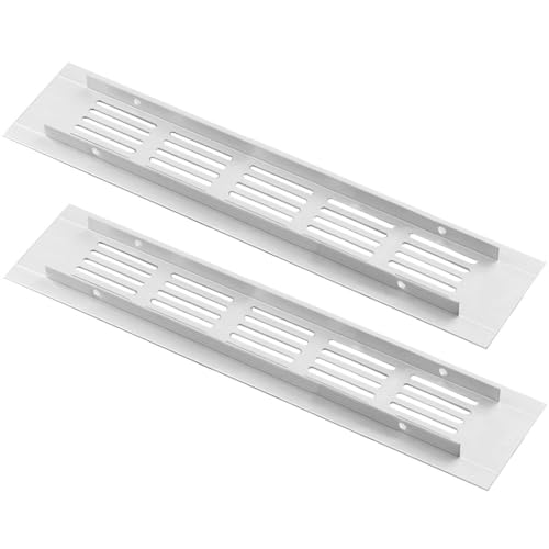 Lot de 2 grilles de Ventilation Blanches en Aluminium, carrées for Armoire de Cuisine, Armoire à Chaussures et penderie (80 mm x 225 mm)(50mm*225mm)