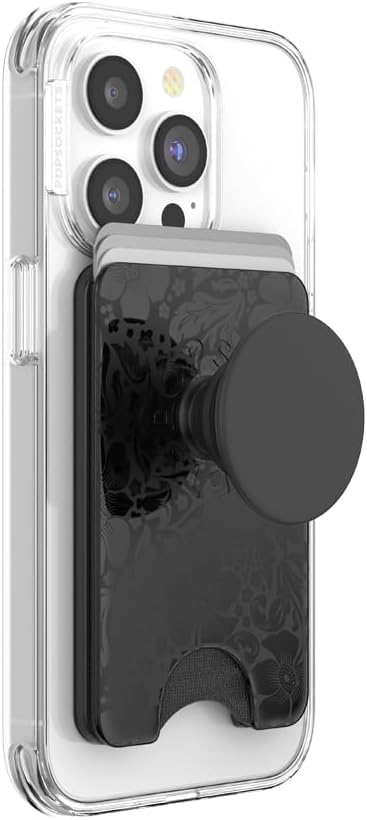 PopSockets Phone Wallet with Expanding Grip and Adapter Ring for MagSafe, Phone Card Holder, Wireless Charging Compatible, Wallet Compatible with MagSafe - Laced