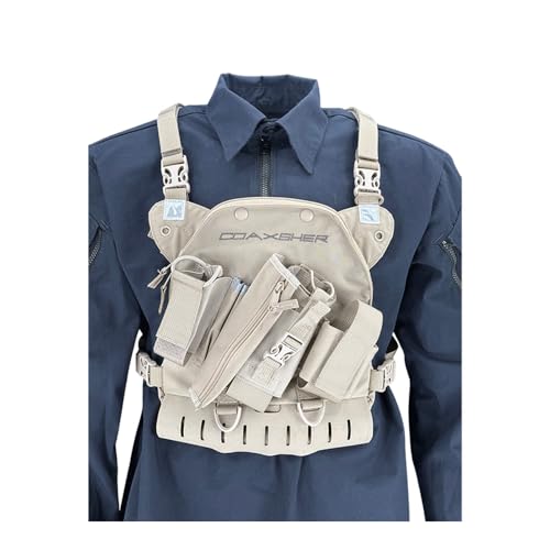 COAXSHER LS-1 Response Radio Chest Harness for 2 Way Radio & Electronics | Search & Rescue, Ski Patrol, Emergency Response - Desert Tan