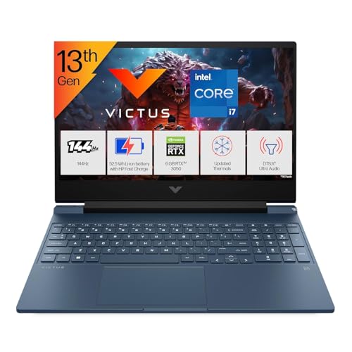 HP Victus, Intel Core i7, 13th Gen-13620H, 6 GB RTX 3050 Gaming Laptop, (16GB DDR4, 512GB SSD) 144Hz,300 nits, IPS, 15.6inch(39.6cm) Win 11, M365* Office24, Blue,2.29kg, Backlit,fa2077tx