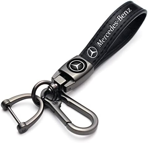 Tastehonour Genuine Leather Car Keychain Lanyard Soft Leather Feel Replacement for Mercedes Benz Owners A, B, C, E, G, R, SGLS, SLC, SL, GLK, Viano, GT, SLS Keychains Keychain Keyring Car Accessories