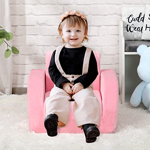 Alimorden 3-In-1 Flip Out Cuddly Plush Toddler Couch Convertiable Sofa To Lounger For Nap Play Sleep, Pink #TOP2