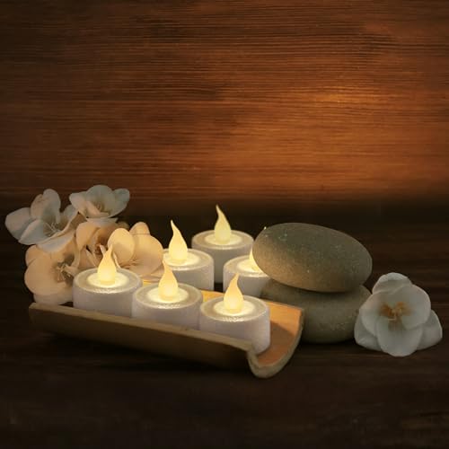 Image of FURORA LIGHTING White Glitter Flameless Tealights - 1.45 inch W x 1.57 inch H, 12-Pack, Batteries Included
