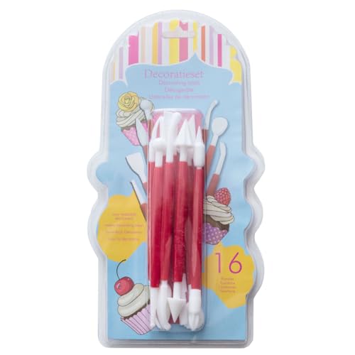 Modellierwerkzeug Set 8-teilig – 16 Funktionen für Fondant, Marzipan & Torten – Modelliertools aus Kunststoff – spülmaschinengeeignet – Backzubehör für kreative Tortendeko