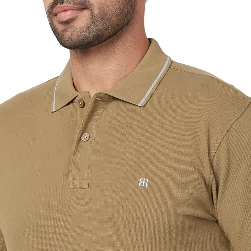 Image of Raymond Contemporary Fit Pure Cotton Solid Pattern Polo Neck Casual T-Shirt