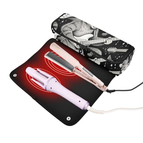 Bolsa de viaje para herramientas de cabello para mujeres con tapete extraíble resistente al calor, impermeable y portátil para planchas de pelo, alisadoras y rizadores miniatura 2