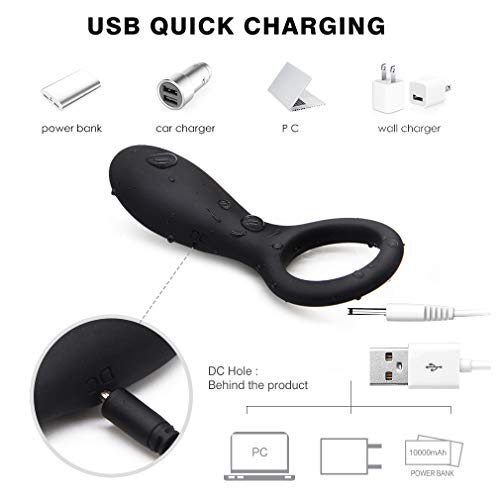 Anel de massagem masculino V-íbrátíng 10 modos de vibração de silicone recarregáveis, para homens CS