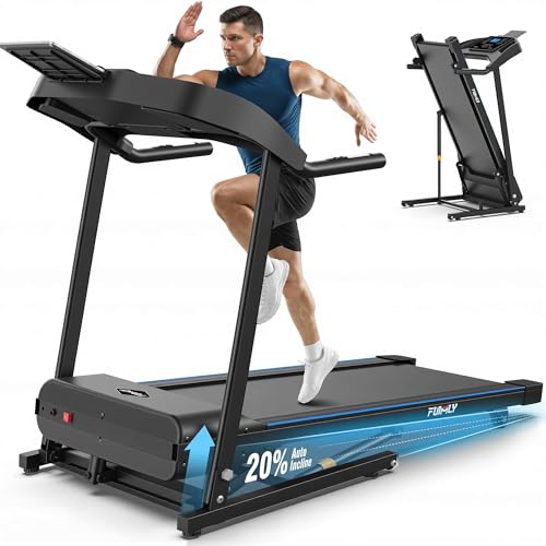 Image of Treadmill with 20% Auto Incline, FUNMILY 4.5HP Heavy Duty Treadmill for Home, 400 lb Weight Capacity Folding Running Machine, Smart Data Monitoring /Shock Absorption /Large LED Display