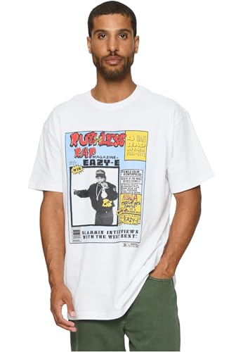 Mister Tee Męska koszulka Eazy-E Rap Magazine Oversize, biały, M