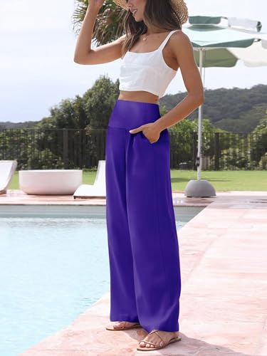 JZC Women's Palazzo Lounge Pants Casual Wide Leg Pants High Waist Flowy Toursers with Pockets