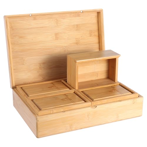 PCTHGMJ Bamboo Covered Wooden Box, Designed as a set of Five Usable Stash Box, Many Household Items can Be Packed Into Storage Chest