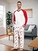 Feiersi Men's Pajama Set Soft Long Sleeve Pjs Sets Lightweight V-neck Cmfy Loungewear Shirts With Pockets(White Red Elk,XX-Large)