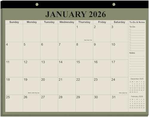 Desk Calendar 2026-2027 -18 Months Calendar from July 2026 to June 2027 Calendar 2026-2027 with Thick Paper for Office Home School Organizing 14 X 11 Beige