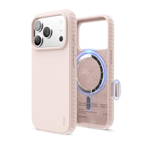 Image of elago Magnetic Ridge for iPhone 17 Pro Case, Premium Magnetic Silicone Case, Compatible with MagSafe, Liquid Silicone Material, Protective Cover, Shockproof, Slim Phone, 6.3 inch (Lovely Pink)