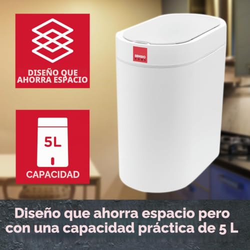 Cubo de basura con sensor de 5L Sensio Home automático blanco 5