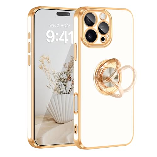 Coque iPhone 16 Pro Max fine souple anti-rayures avec anneau métallique intégré