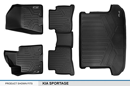 Maxliner Custom Fit Floor Mats And Cargo Liner Behind 2Nd Row Upper Deck Set Black For 2017-2021 Kia Sportage #TOP5
