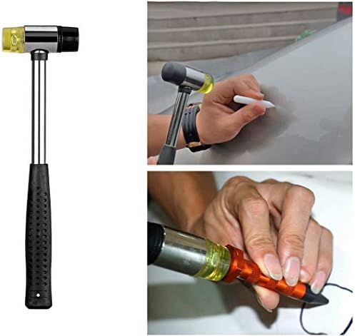 Bahob® High Quality Rubber Mallet Hammer 25mm Dual Head Nylon Black Plastic Coated Grip