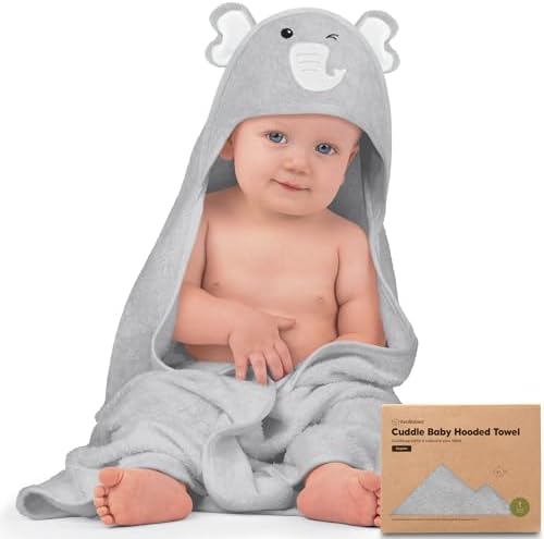KeaBabies Baby Hooded Towel – Viscose Derived from Bamboo Baby Towel, Toddler Bath Towel, Infant Towels, Large Hooded Towel, Organic Baby Towels with Hood for Girls, Babies, Newborn Boys (Elephant)