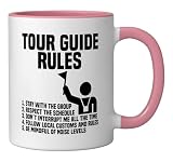 Tourist Leader Vacation Guide Flag Sightseeing Tour Guide Ceramic Mug, Pink/White