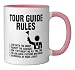 Tourist Leader Vacation Guide Flag Sightseeing Tour Guide Ceramic Mug, Pink/White