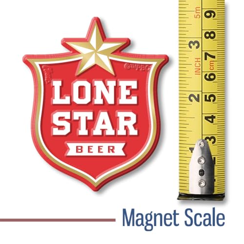 Imán Logo Lone Star Beer, goma 3D vintage 2.7" x 3.3" miniatura 2