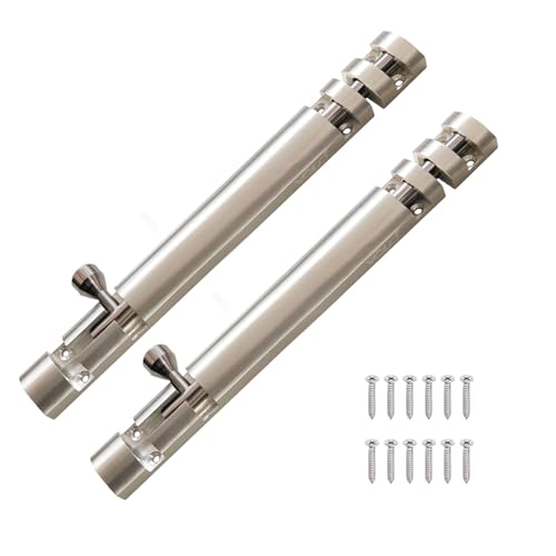 Image of VOLO Aluminium Tower Bolt with Stainless Steel Rod - Heavy Duty Door & Window Latch for Home and Office | Main Door Tower Bolt | Kundi /Chitakini | Pack of 2 Pieces (Silver, 8 Inch)