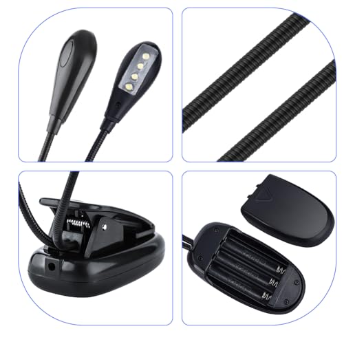 Image of Joyzan Music Stand Light, Clip on LED Book Lights Dual Arm Reading Lamp | Eye Cared 360Flexible Gooseneck USB Desk Rechargeable Clamp Mini Bed Bookworms Piano Player Travel Orchestra