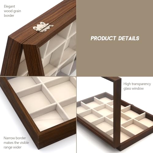 KLOUD City Wood Grain Jewelry Box ,Jewelry Display Case, Jewelry Organizer, Jewelry Collection Case, Jewelry Storage Holder Box,Jewelry Display Lockable Case （12 Grid） by KLOUD City - Used condition - Image 6