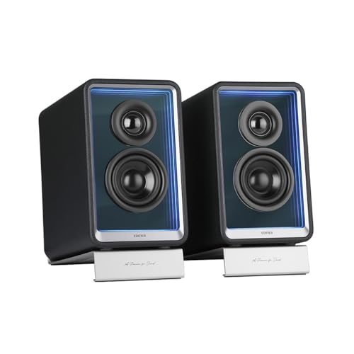 EDIFIER Pair of Aluminium Speaker Stands Speaker Stands with 10° Tilt Angle for Optimal Sound, Non-Slip & Vibration Dampening - Compact Dimensions 117 x 38 x 208 mm - Elegant Design - Image 4