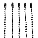 Black Coated Steel Ball Chain Necklaces | #3 Dog Tag | 2.4mm 30' (5 Pieces)