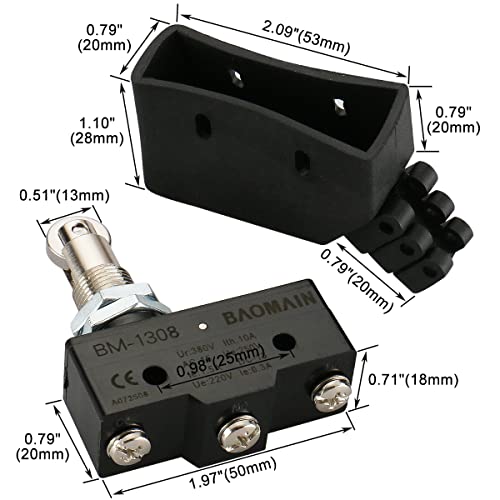 Baomain Micro Switch Tm-1308 (Bm-1308) Parallel Roller Plunger Momentary Ac 380V 15A Screw Terminals With Cover #TOP3