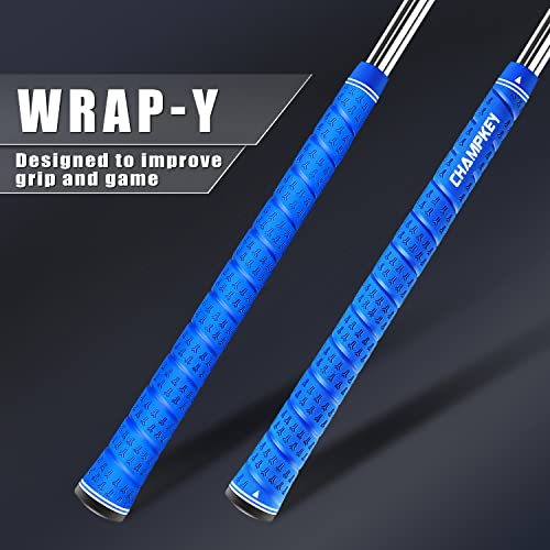 CHAMPKEY WRAP-Y Rubber Golf Grips 13 Pack Come with All Repair Kits - High Feedback and Traction Golf Club Grips(Midsize, Blue) - Thumbnail 2