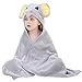 MICHLEY Asciugamano da bagno con cappuccio per bambini Adorabile accappatoio design animale per 0-7 anni Bambini Grigio-elefante 70 cm x 120 cm