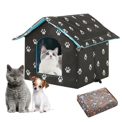 XUXLEKK Casetta Per Gatti Per Esterni, Cuccia Per Gatto Da Esterno, Casetta Per Gatti Da Esterno Impermeabile, Casettas Gatto Esterno Con Cuscino Rimovibile, per Animali Domestici e Randagi