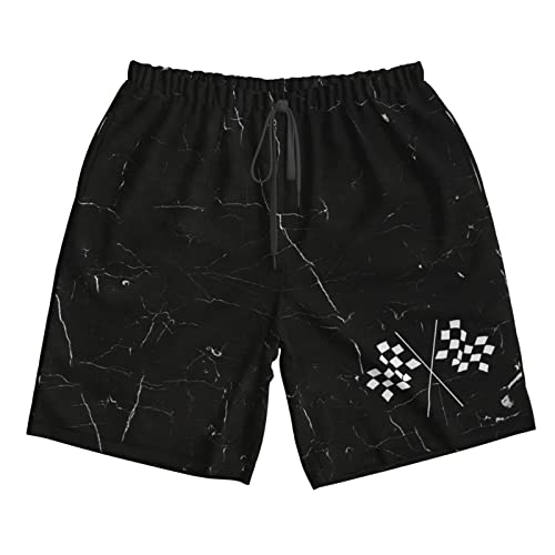 Onvowo Checkered Flags Race Car Flag Funny Gifts Men Swim Trunks Mens Swim Shorts Boxer Brief Lined Swimwear Bathing Suits White #TOP4