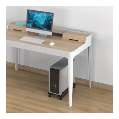 Soporte para Torre de PC de Escritorio con Ruedas Ajustables con Freno, Negro/Blanco miniatura 4