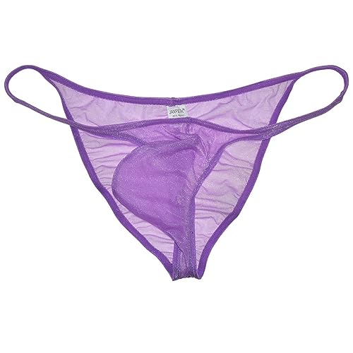 Men's Sheer Posing String Bikini Briefs Ruched Back Underwear Male Pouch Cheeky Briefs Gloss C-thru Mesh Underpants4