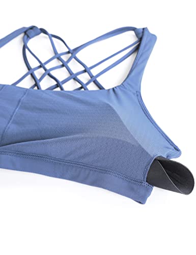 Image of CRZ YOGA Naked Feeling Strappy Sports Bras for Women - Criss Cross Back Wireless Padded Cami Yoga Workout Top