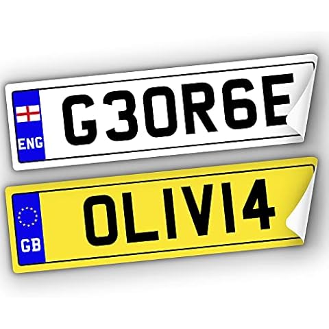 2x KIDS NUMBER PLATES FOR RIDE ON and KIDS ELECTRIC CAR | SELF ADHESIVE (140mm x 35mm) CHILDREN'S ELECTRIC RIDE ON CAR, TRIKE, BIKE, MOBILITY SCOOTER | Personalised Number Plates | Kids Number Plates Cover