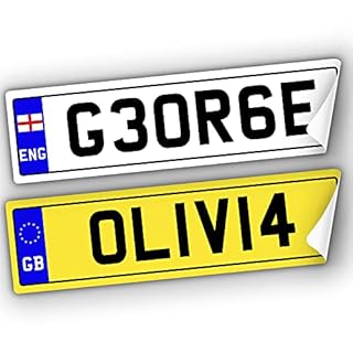 2x KIDS NUMBER PLATES FOR RIDE ON and KIDS ELECTRIC CAR | SELF ADHESIVE (140mm x 35mm) CHILDREN'S ELECTRIC RIDE ON CAR, TRIKE, BIKE, MOBILITY SCOOTER | Personalised Number Plates | Kids Number Plates