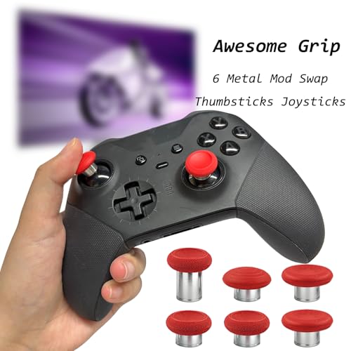 Image of 6 in 1 Metal Magnetic Thumbsticks for Xbox Elite Series 2 Controller,Red | Elite Series 2 Controller Thumbsticks,Swappable Analog Stick Joysticks for Xbox Elite Series 2 /Elite Series 2 Core Controller