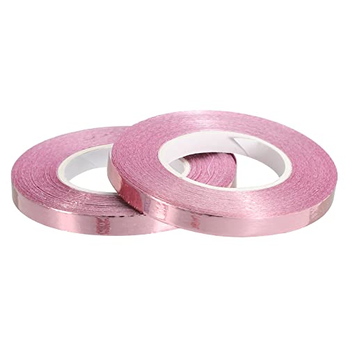 PATIKIL 2pcs Curling Ribbon Crimped Balloon String Shiny Metallic 5mm 10m Iridescent for Party Decoration Gift Wrapping Crafts Rose Gold