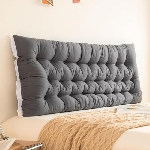 Cuscino Testata Letto Matrimoniale, Cuscini Testata Letto Sfoderabile,Cuscino Schienale Divano, Imbottita Supporto Lombare Cuscino per Letto e Divano,Dark Gray,100x50x5cm