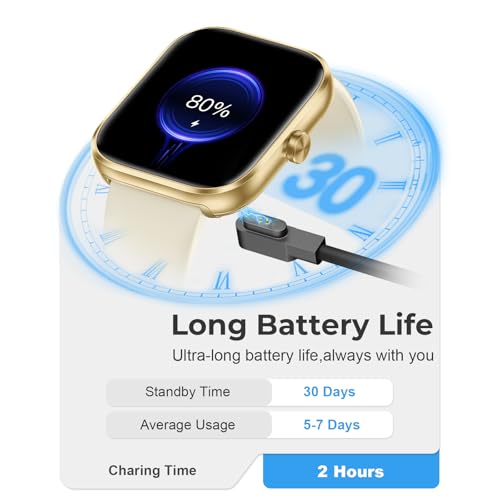 Image of Smart Watch for Men Women, 1.83 inch HD Touchscreen Fitness Watch with Bluetooth Call&Message Notifications, 110+Sport Modes, 24 /7 Heart Rate /Sleep Monitor, IP68 Waterproof Fitness Tracker, Champagne Gold
