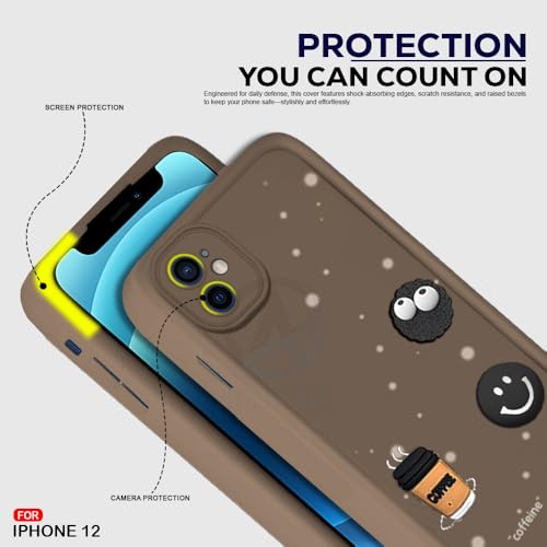 Image of AESTMO Back Case Cover for iPhone 12 /12 Pro Pro Back Cover | Cute Fun Cartoon 3D Ball | Coffee Silicone Case | Full Body Protection | Camera Protection Back Cover for iPhone 12 /12 Pro (Brown)