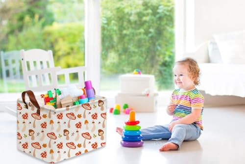 Image of Sanjiaofeng Rectangular Kids Basket Cute Storage Bins,Mushroom Storage Basket with Handles.Clothers,Books,Kid's Gifts Bins. (Mushroom)